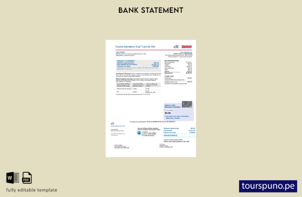 listo para imprimir plantilla de páginas de Word de extracto de tarjeta bancar 2